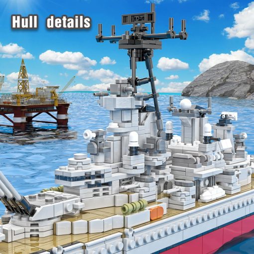 Set de bloques de construccion de buque de guerra USS Missouri ledualbabr, Haz un modelo de buque de guerra militar de la Segunda Guerra Mundial, regalo de juguete de bloques para ninos o adultos (2631 piezas)! - Imagen 3