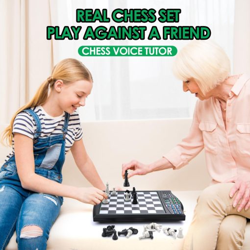 Tablero de Ajedrez Electronico Talking Chess Academy, Tablero de Ajedrez Inteligente con Sistema de Ensenanza de Voz, Juego de Ajedrez de Computadora con Piezas Imanes Resistentes, 1-2 Jugadores, Ajedrez Electronico - Simple y Portatil para Viajes - Imagen 3
