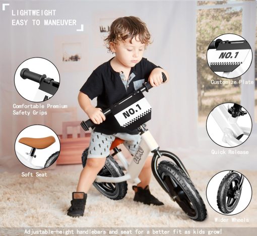 Bicicleta de Equilibrio para Ninos LEDIVO de 2 Anos, Sin Pedales de 12 Pulgadas para Ninos de 24 Meses a 5 Anos, Placa Personalizable (3 Pegatinas Incluidas), Bicicletas de Regalo para Ninos y Ninas de 2 a 5 - Imagen 5