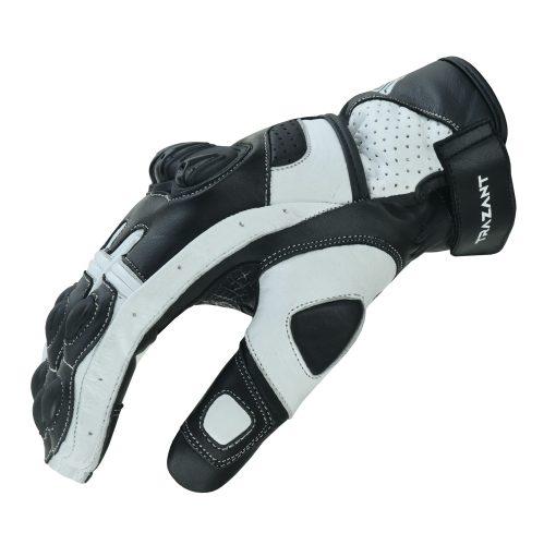 Guantes de Cuero para Motocicleta, Montar, Turismo, Crucero, Proteccion de Nudillos, Guantes de Moto para Hombres y Mujeres (Blanco y Negro, Pequeno) - Imagen 4