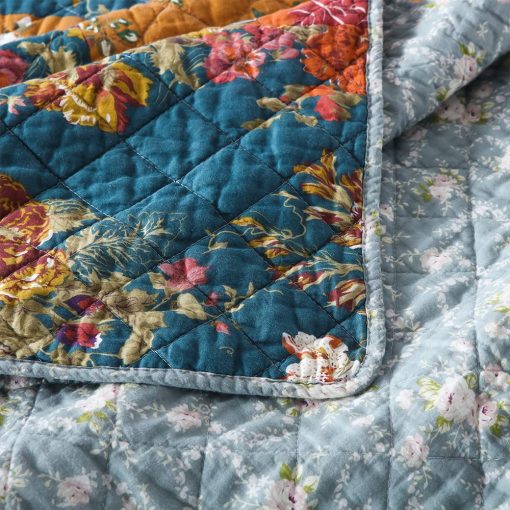 Juego de Colchas de Algodon Camandy 3 Piezas Reversible de Lujo con Estampado Paisley Floral Marron, Tamaño King - Imagen 8