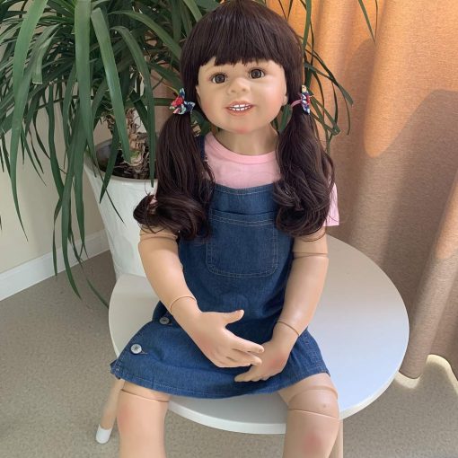 Muneca Gigante Reborn Nina de 39 pulgadas Cuerpo Completo de Vinilo Munecas Realistas de Bebe con Pelo Rizado Puede Pararse Modelo de Nina BJD Coleccionable de Alta Calidad - Imagen 2