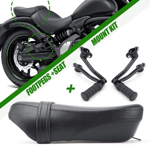 Asiento Trasero del Pasajero y Juego de Reposapies para Motocicleta Compatible con Kawasaki Vulcan Backrest S 650 EN650 VN650 2015-2022 - Imagen 6