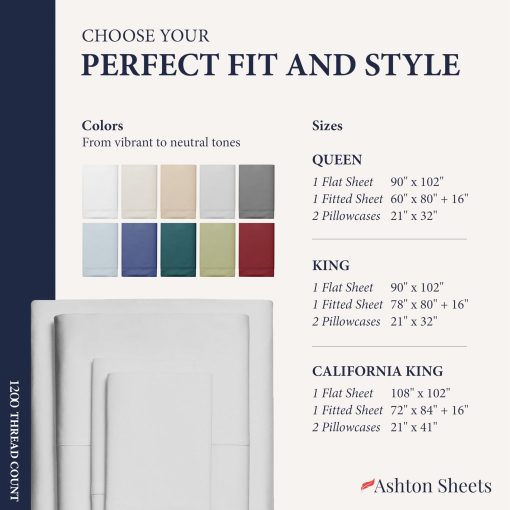 Juego de sabanas 100% algodon egipcio tamano California King de Ashton Sheets - 1200 hilos 4 piezas Juego de sabanas Cal King de algodon egipcio, Sabanas de saten refrescantes, Sabanas de alto hilo de algodon California King - Gris claro - Imagen 8