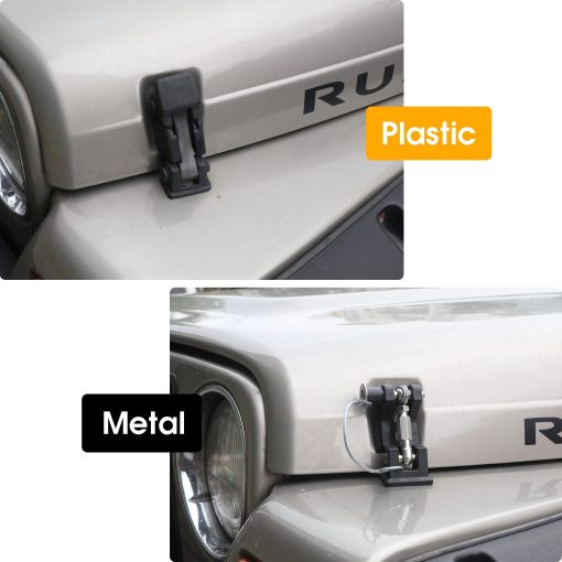 Cerrojo de capo con cierre West-xingzhe TJ para Jeep Wrangler TJ 1997-2006,Elimina el balanceo y rebote del capo,2 unidades - Imagen 4