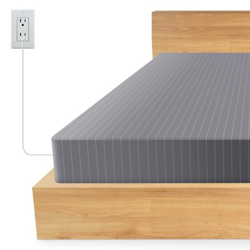 Sabana de conexion a tierra con cable de conexion a tierra, sabana conectada a tierra en tamano king (78''x80''x13'', Gris), sabanas conectadas a tierra para un mejor sueno, 95% algodon organico y 5% fibra de plata pura