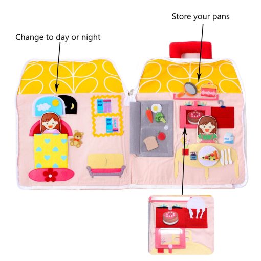 LOVELNE Quiet Book, Busy Book, Carry Home, Casa de munecas Bolsa, Juguete Educativo, Libro de actividades para ninos pequenos, Libro de juguetes - Imagen 2