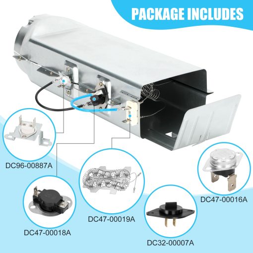 Elemento Calefactor para Secadora DC97-14486A Mejorado OEM DC96-00887A, Compatible con Secadora Samsung dv45h7000ew/a2 dve50r5400v/a3 dve50r5200w/a3, Reemplaza DC97-14486D AP4342351 (con DC32-00007A DC47-00016A) - Imagen 2