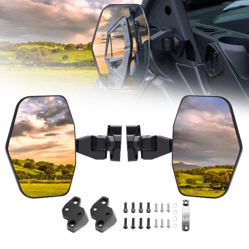 A & UTV PRO Espejos Laterales para Can-Am 2016-2024 Defender Max HD7 HD8 HD9 Pro HD10 DPS, Espejos Retrovisores Ajustables con Funcion de Separacion Trasera, Espejos Retrovisores Convexos para Accesorios de Defende, NO PARA PUERTA COMPLETA