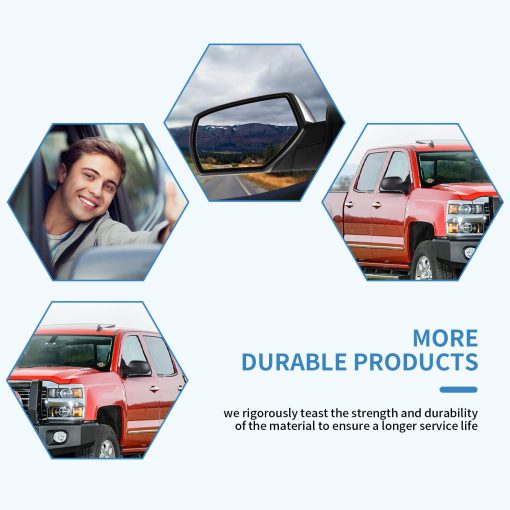 ECCPP Espejo Lado del Pasajero con Potencia Calefactor Derecho Espejo Retrovisor Cromado para Chevy Silverado 1500 GMC Sierra 1500 2014 2015 2016 2017 - Imagen 5