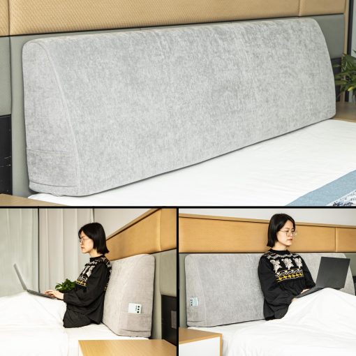 Almohada de Cuna para Cabecera MOSTUZ para Cama King Almohada de Lectura de Espuma Viscoelastica Almohada Grande de Respaldo para Cabecera para Descansar en la Cama Gris Claro - Imagen 5