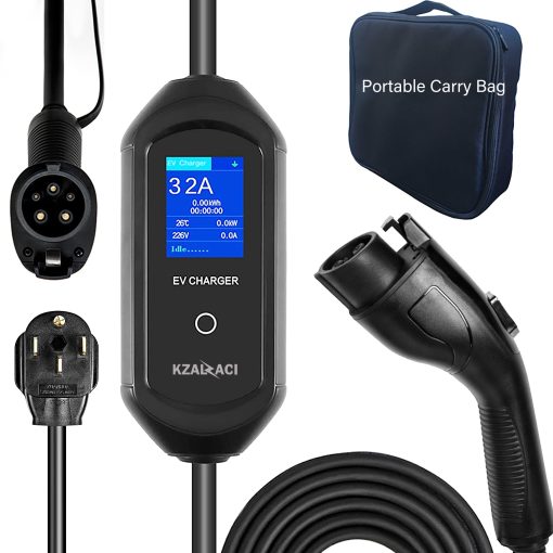 Cargador de Nivel 2 para Vehiculos Electricos 7KW 8-32 Amperios Portatil con Entrada NEMA 14-50 220-240V, Conector J1772 Compatible con Todos los Vehiculos Electricos