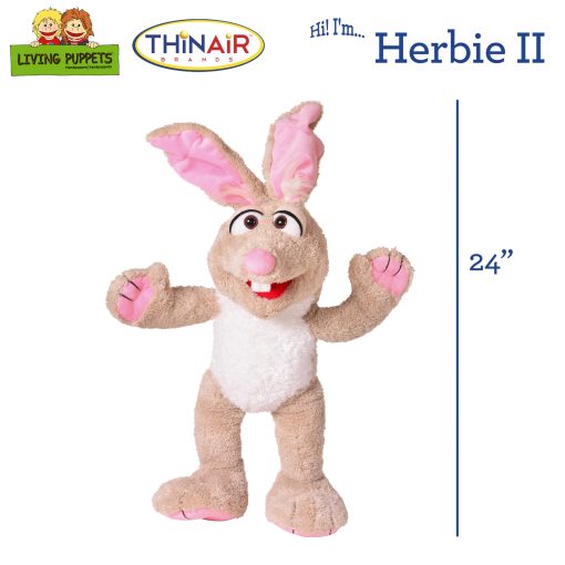 Titere de mano de conejo grande Herbie de 24 pulgadas, Living Puppets para niños y niñas - Imagen 2