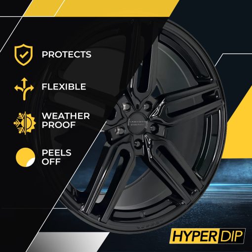 Kit de pintura para ruedas DipYourCar HyperDip, juego de pintura para llantas, capa de inmersion automotriz aplicable con aerosol, proteccion despegable para automovil, pintura para rines, capa brillante en aerosol - (Negro Piano) - Imagen 2