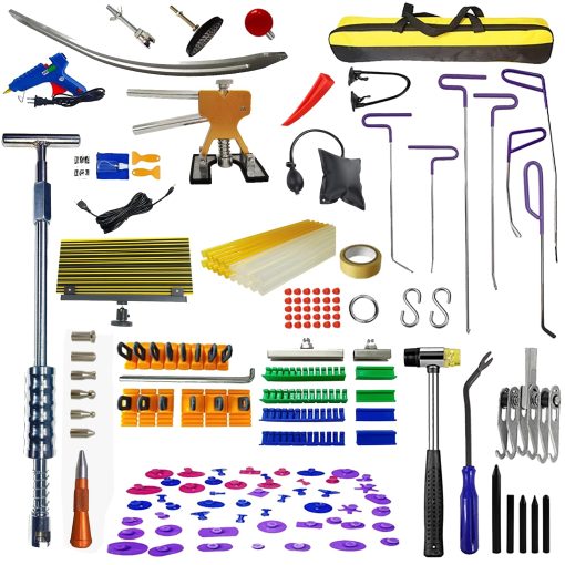 Juego de Herramientas de Reparacion de Abolladuras para Carro 159pcs NIUVOCY, Kit de Gran Tamano de Extractor Deslizante y Barras de Reparacion de Abolladuras, Elevador de Abolladuras de Carro sin Pintura Removedor de Granizo, un Juego Completo de Herramientas de Reparacion de Abolladuras para Taller de Reparacion de Autos Profesional