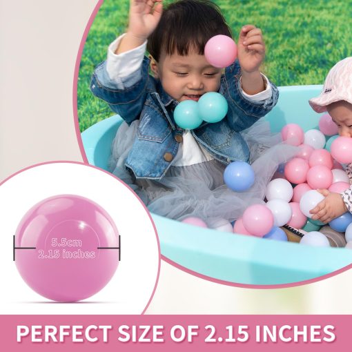 Bolas de Piscina para Ninos, 200 piezas 2.15 Pulgadas Tamano Pequeno Gruesas Bolas de Plastico Suave a Prueba de Agrietamiento Ball Pit Bolas Juguete para Bebes y Ninos con 3 Colores Blanco Rosa Rosa Claro - Imagen 2