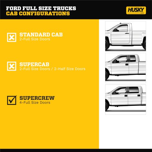 Tapetes para piso Husky Liners Weatherbeater | Compatible con Ford F-150 SuperCrew Cab sin palanca de cambios manual 2009 - 2014 (Cobertura para compartimento para pies) | Delanteros y traseros, 3 piezas Tan - 98333 - Imagen 7