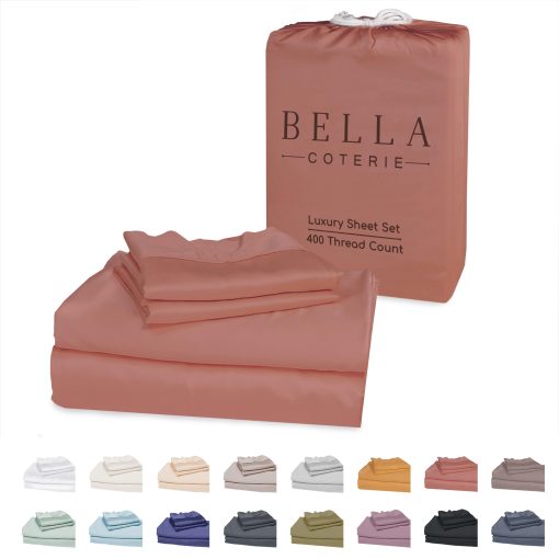 Juego de sabanas de lujo Bella Coterie Split King de bambu | Cultivado organicamente | Ultra suave | Refrescante para los que duermen con calor | Bolsillo profundo de 18" | Viscosa de bambu [Raisin]