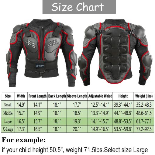 Chaqueta de Moto Infantil para Ninos, Proteccion para el Pecho y la Espalda para Moto, Chaqueta de Armadura Completa para Nino para Ciclismo MTB ATV Skate Esqui - Imagen 2