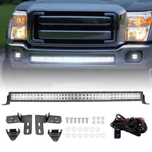 Dasen 42" 240W Barra de Luz de Trabajo LED Curva con Soportes de Montaje de Rejilla Delantera Inferior con Kit de Cableado Interruptor basculante Compatible con Ford F250 F350 F450 Super Duty 2011-2016