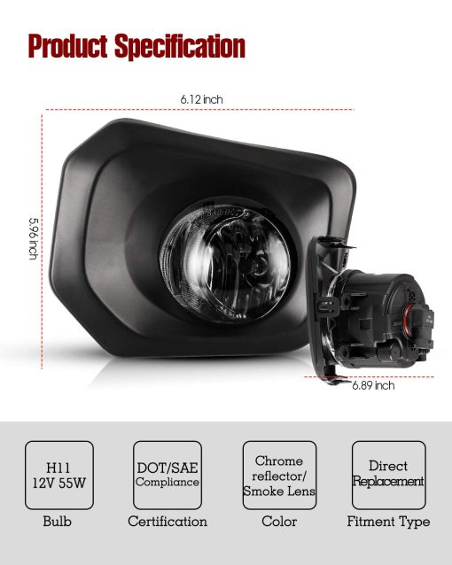 Faros de Niebla AUTOWIKI Para Toyota Tacoma 2016-2023 (Compatible con Modelo SR, SR5 Solamente) Con Lente Ahumado 2 Piezas - Imagen 6