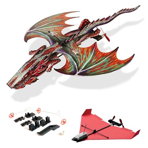 Kit de manualidades POWERUP 4.0 Dragon. Avion dragon controlado por smartphone. Kit educativo de STEM al aire libre para adolescentes y adultos. Kit de hobby para aficionados y entusiastas.