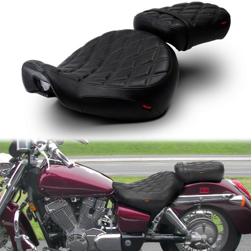 Asiento de conductor y pasajero para motocicleta con costuras de patron de diamante para Honda Shadow Aero VT750C 2004-2023