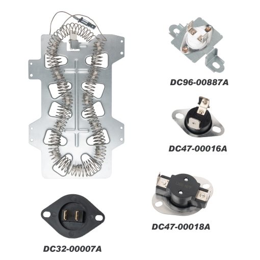 Elementos calefactores de secadora DC47-00019A & DC96-00887A & DC47-00016A & DC47-0008A & DC32-0007A con fusible termico | adecuados para secadoras Sam?sung DV40J3000EW/A2 DV42H5000EW/A3 - Imagen 2