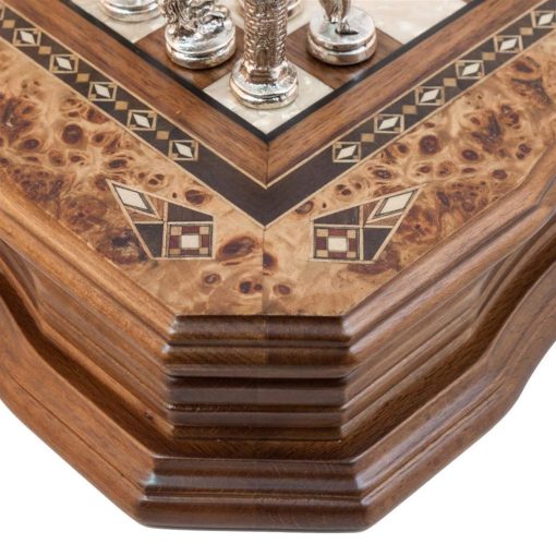 Juego de ajedrez y juegos Muba Ajedrez artesanal de mosaico de 15 pulgadas - Tablero de ajedrez de madera con piezas de ajedrez de metal - Articulo de regalo - Imagen 4