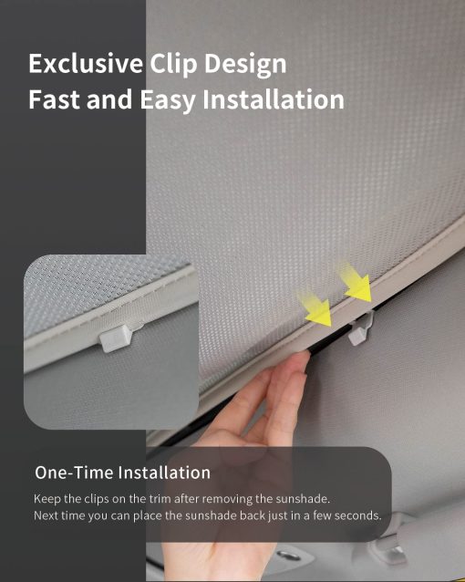 JOWUA Cortina parasol de techo de vidrio compatible con Tesla Reengineered Model 3 2024 solo, Doble tela de malla de alta densidad facil plegado Almacenamiento eclipse - Imagen 5