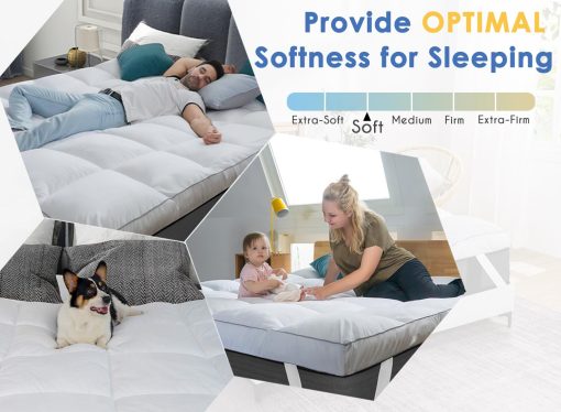 Topper de Colchon Marine Moon King, Colchon Suave de Lujo, Grueso Extra de Alta Calidad de Hotel Relleno de Alternativa de Plumas, Los Toperes de Colchon Mas Esponjosos y Suaves para el Dolor de Espalda - Imagen 5