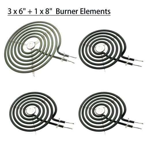 Kit de bandejas de goteo Siwdoy WB31M20 WB31M19 (3 piezas 6" y 1 pieza 8" Pan) y kit de quemadores de superficie WB30M1 WB30M2 (3 piezas 6" y 1 pieza 8"), compatible con estufas GE Hotpoint Range - Imagen 2