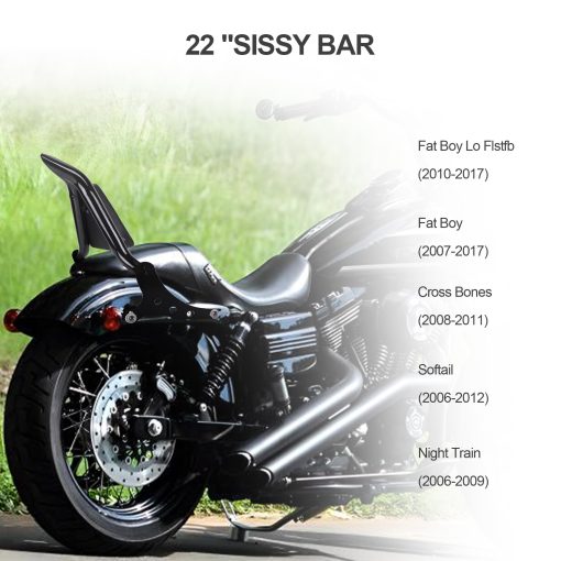 Sissy Bar para Motocicletas, 22" Respaldo de Pasajero Desmontable Compatible para Breakout 2006-2012, Sissy Bar para Softail Fat Boy 2007-2017 - Imagen 2