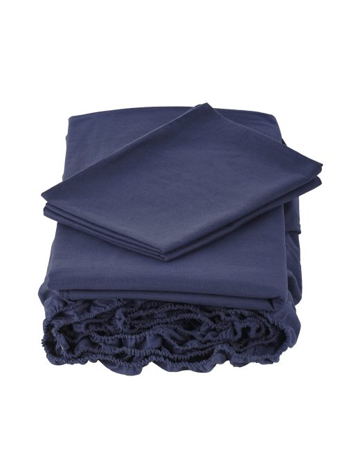Juego de Sabanas y Fundas de Almohada de Lino Europeo WHOLEWOOLS - Juego de Sabanas de Sabana Bajera de Lino Natural - 4 Pzas Ultra Suaves (2 Fundas de Almohada, Sabana Ajustable y Sabana de Cama) (Completo, indigo)
