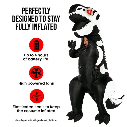 Disfraz de Dinosaurio Inflable con Ojos de Luz LED para Ninos, Disfraz de Esqueleto T Rex para Ninos, Disfraz de Esqueleto de Dinosaurio para Ninos, Disfraz de Trex para Ninos - Imagen 3