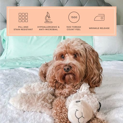 Juego de sabanas PeachSkinSheets Mint Julep - Nivel de Suavidad de 1500 hilos - Sabanas Frescas Extra Suaves para Personas que Tienden a Dormir Calientes y con Sudores Nocturnos - Tamano King Regular - Imagen 4