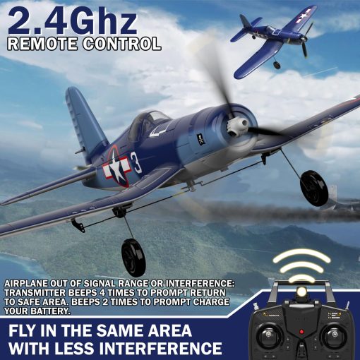 Avion RC LEAMBE de 4 Canales - Avion Acrobatico Listo para Volar, Facil Control para Principiantes, Avion RC F4U Corsair Mejor Regalo para Ninos - Imagen 2