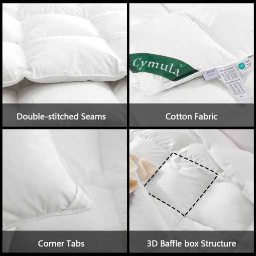 Edredon de Plumas de Ganso CYMULA tamano King - Invierno Blanco Crema Duvet Insert, Esponjoso, Calido y Transpirable, Ultra Suave y Silencioso con 8 Lazos (90" x 106") - Imagen 6