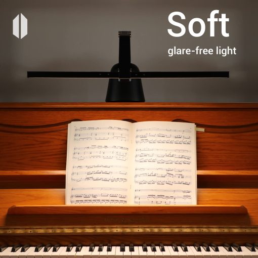 Luces de Piano ESCENA para Piano Vertical, 12W Profesional Led de Cuidado Ocular con Atenuacion Automatica, 3000K-6000K, Temporizador de 2H CRI 95, Luz de Soporte para Musica Regulable, Base Estable, Certificado ETL, Negro - Imagen 7