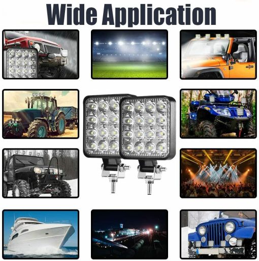 Turboo Barra de Luz LED 48W 4" Luz de Trabajo Cuadrada de Foco Luces LED para Coche Barco Offroad Jeep SUV ATV UTV, Paquete de 20 - Imagen 7