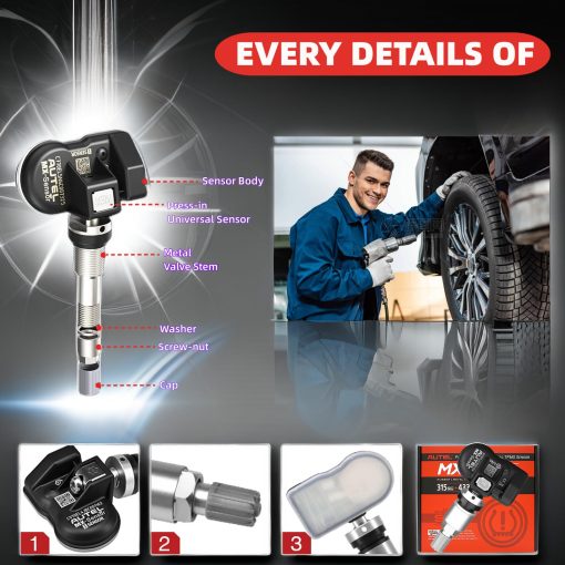 Autel MaxiTPMS MX Sensor 20pcs Dual Frequency 315/433MHz Metal Stem TPMS Sensor - Imagen 8