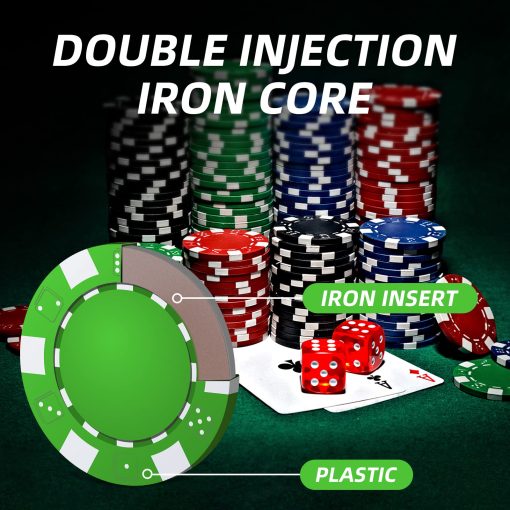 Homwom Juego de Fichas de Poker - 500PCS Fichas de Poker con Estuche de Aluminio, Fichas de 11.5 Gramos para Texas Holdem Blackjack (500pcs) - Imagen 2