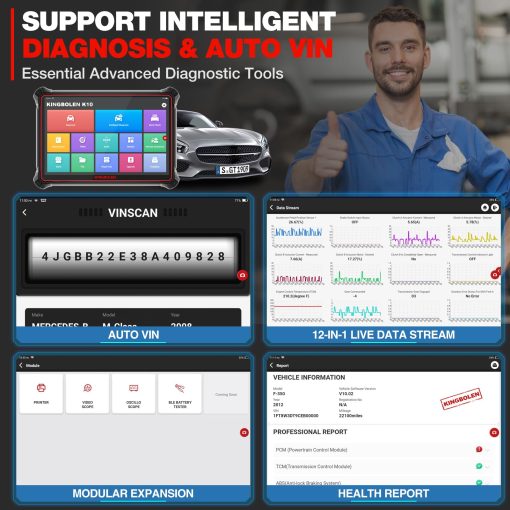 KINGBOLEN K10 Escaner bidireccional de sistemas completos, Bluetooth Obd2, Mapa de topologia, 41+ Funciones de reinicio, Codificacion ECU, FCA AutoAuth, Coincidencia de llaves, Funcion guiada VAG, Actualizacion gratuita por 2 anos - Imagen 6