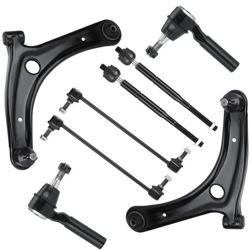Brazos de control inferiores delanteros con juntas de bola + barras estabilizadoras + extremo de barra de direccion de repuesto para Dodge Caliber Jeep Compass Patriot 2007-2017 - Juego de 8 piezas
