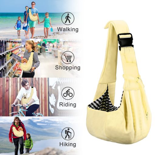 PETLOFT Bolsa reversible para transportar perros y gatos, Bolsa pequena para perros, Bolsa ajustable para perros, Bolsa de bandolera manos libres con gancho para collar para perros/gatos/conejos de hasta 11 libras (Beige) - Imagen 7