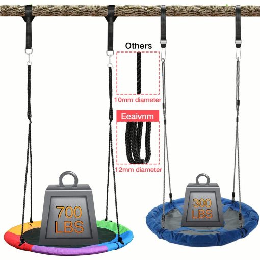 Columpio de arbol de 40" con Plato para Ninos y Adultos, Capacidad de Peso de 700 lb, Columpios de Plataforma con Correas Colgantes y Cuerdas Ajustables para Exterior, Asiento de Columpio Seguro y util para Ninos en el Patio Trasero - Imagen 4