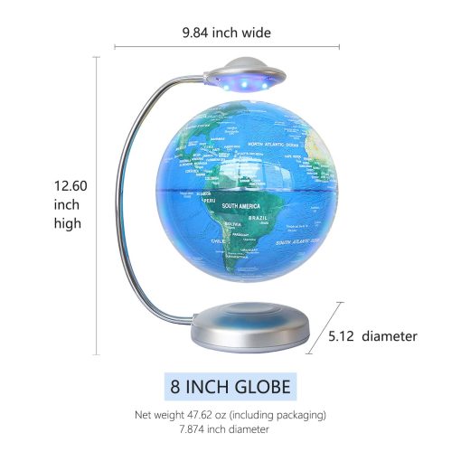 Globo Flotante, Rotacion 3D con Luz LED, Globo de Levitacion Magnetica Flotante, Mapa del Mundo Flotante para Aprendizaje y Educacion, Decoracion de Escritorio y Hogar, Adornos Creativos - Imagen 5