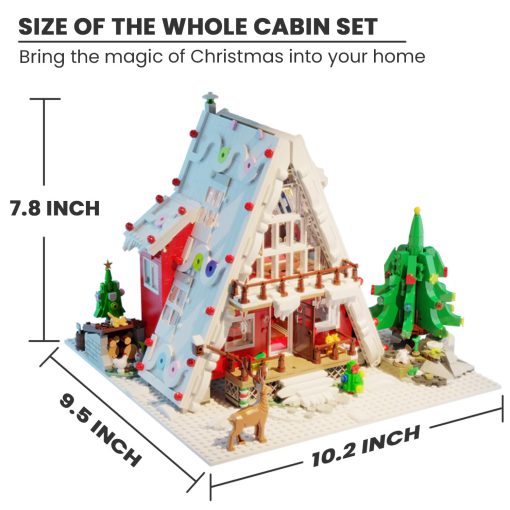 Casa de Cabana Navidena con arboles en el Bosque - Set de 2159 Piezas de Bloques de Construccion de Pueblo Navideno, Kit de Micro Bloques Regalos para Adolescentes y Adultos, Perfecto para la Decoracion Navidena - Imagen 7