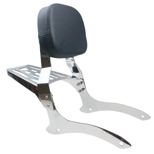 YHMOTO Sissy Bar Backrest + Luggage Rack Combo Compatible con Yamaha V-Star XVS 1100 Classic Dragstar XVS 1100 Classic (Estilo B-Cromo)