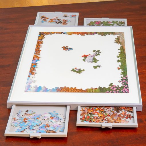 Bits and Pieces - Tablero de rompecabezas de 1500 piezas con cajones - Jumbo Pro Plateau - Organizador ligero de rompecabezas de mesa de lujo y sistema de almacenamiento de rompecabezas